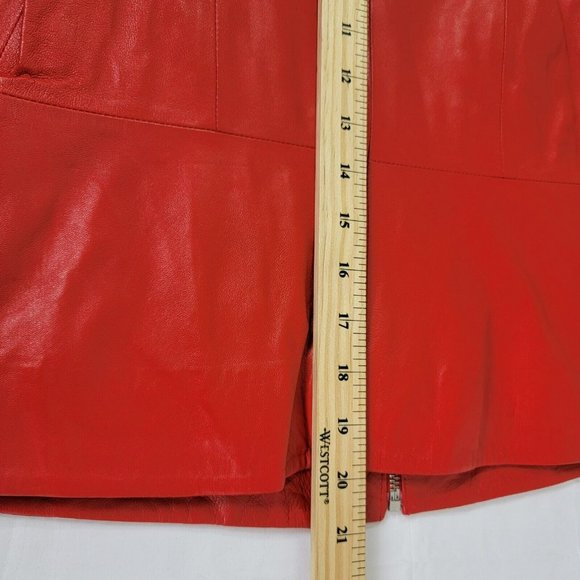 Tess Exotic Leather Jacket Size Small Red 100% Sheepskin Zip Solid UNIQUE RARE - Picture 14 of 16